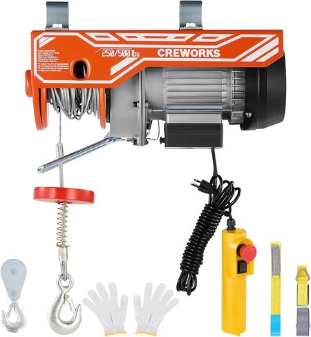 CREWORKS Electric Hoist, 2500lbs Electric Hoist with 328ft Wireless Remote Control 39ft Single Cable Lifting Height, 1800W Single Double Slings Hoist Lift Ceiling Winch for Factory Warehouse Garage in Saudi Arabia