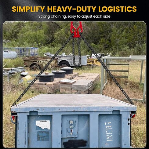 الصف 80 سلاسل الرفع 5/16 "× 10 أقدام - 7000 رطل من حبال سلسلة الساقين المزدوجة ، رابط تحميل خطاف قابل للتعديل لرفع المحرك ، سحب الشاحنات وتزوير المستودعات in Kuwait