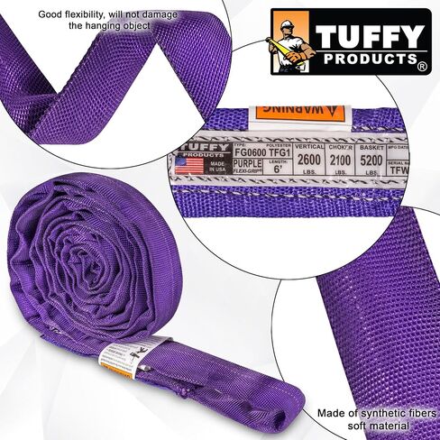Tuffy Flexi-Grip Red 6 ft Endless Round Sling, 13,200 lb. Vertical Capacity, Heavy Duty Lifting Sling, USA Made in Saudi Arabia