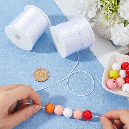 175 Yards/160m 1mm Black Nylon Cord Rattail Satin Cord Bulk Beading Thread for Jewelry Making Threads Supplies DIY Chinese Knot Bracelets Necklaces Macrame Craft Wind Chime Dream Catchers in Kuwait