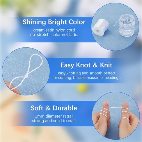 175 Yards/160m 1mm Black Nylon Cord Rattail Satin Cord Bulk Beading Thread for Jewelry Making Threads Supplies DIY Chinese Knot Bracelets Necklaces Macrame Craft Wind Chime Dream Catchers in Kuwait