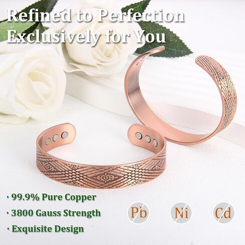 Copper Bracelets for Men 99.99% Pure Copper 7.3inch 3500 Gauss Magnetic Adjustable Christmas Father's Day Gift in Kuwait