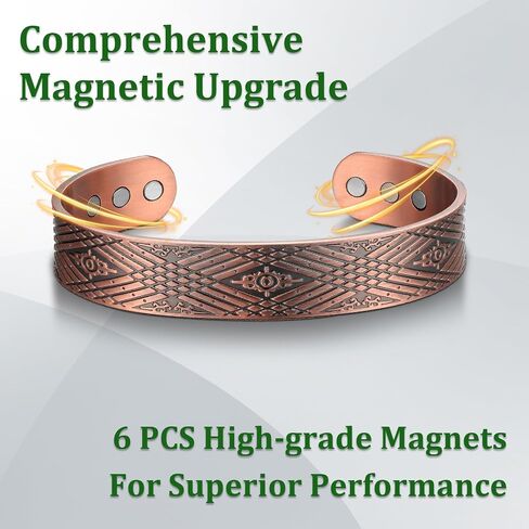Copper Bracelets for Men 99.99% Pure Copper 7.3inch 3500 Gauss Magnetic Adjustable Christmas Father's Day Gift in Kuwait