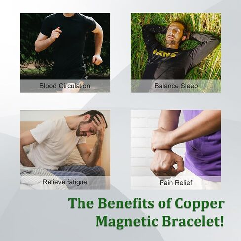 Copper Bracelets for Men 99.99% Pure Copper 7.3inch 3500 Gauss Magnetic Adjustable Christmas Father's Day Gift in Kuwait