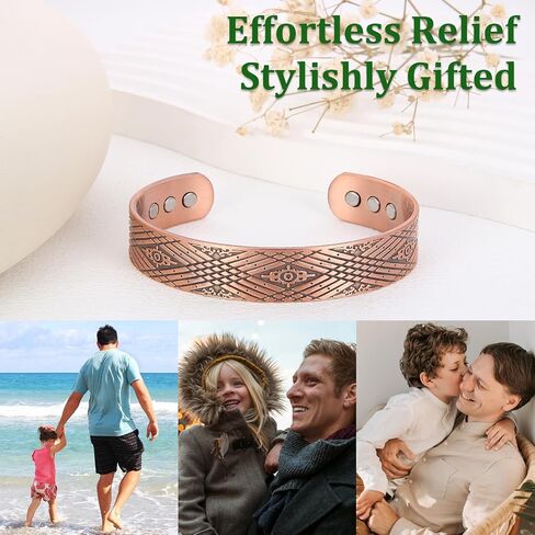 Copper Bracelets for Men 99.99% Pure Copper 7.3inch 3500 Gauss Magnetic Adjustable Christmas Father's Day Gift in Kuwait