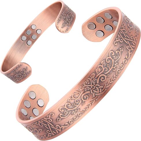 Copper Bracelets for Men 99.99% Pure Copper 7.3inch 3500 Gauss Magnetic Adjustable Christmas Father's Day Gift in Kuwait