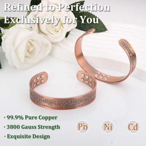 Copper Bracelets for Men 99.99% Pure Copper 7.3inch 3500 Gauss Magnetic Adjustable Christmas Father's Day Gift in Kuwait