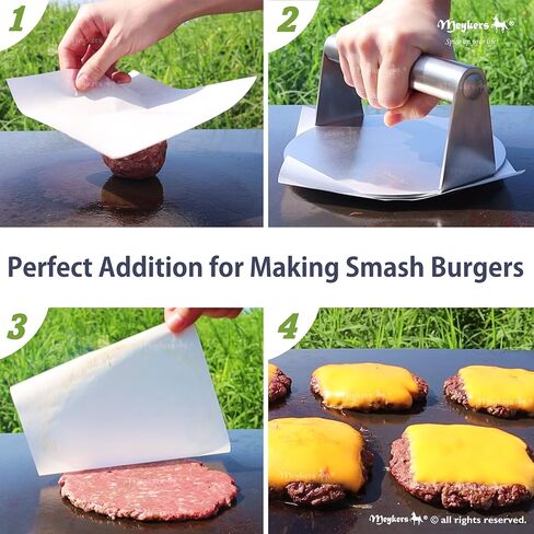 Meykers Wax Patty Paper Sheets لمدة 5 بوصات برغر الصحافة - 500 PCS Round Hamburger Patty Paper لفصل الفطائر المدمجة المتجمدة - Circle Burger Paper لسهولة إطلاقها من Maker Mould in Kuwait