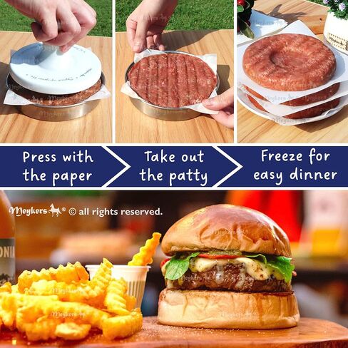 Meykers Wax Patty Paper Sheets لمدة 5 بوصات برغر الصحافة - 500 PCS Round Hamburger Patty Paper لفصل الفطائر المدمجة المتجمدة - Circle Burger Paper لسهولة إطلاقها من Maker Mould in Kuwait