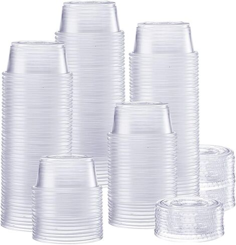GUSTO [2 oz. - 200 Count Clear Disposable Plastic Portion Cups with Lids - Soufflé Cups, Jello Shot Cups With Lids, Clear Plastic Containers Perfect for salad Dressing and More in Saudi Arabia