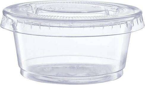 GUSTO [2 oz. - 200 Count Clear Disposable Plastic Portion Cups with Lids - Soufflé Cups, Jello Shot Cups With Lids, Clear Plastic Containers Perfect for salad Dressing and More in Saudi Arabia
