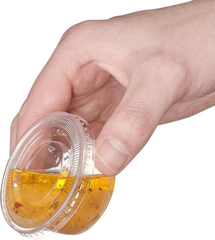 GUSTO [2 oz. - 200 Count Clear Disposable Plastic Portion Cups with Lids - Soufflé Cups, Jello Shot Cups With Lids, Clear Plastic Containers Perfect for salad Dressing and More in Saudi Arabia