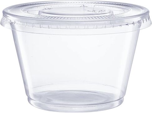 GUSTO [2 oz. - 200 Count Clear Disposable Plastic Portion Cups with Lids - Soufflé Cups, Jello Shot Cups With Lids, Clear Plastic Containers Perfect for salad Dressing and More in Saudi Arabia