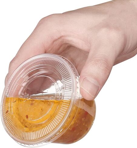 GUSTO [2 oz. - 200 Count Clear Disposable Plastic Portion Cups with Lids - Soufflé Cups, Jello Shot Cups With Lids, Clear Plastic Containers Perfect for salad Dressing and More in Saudi Arabia