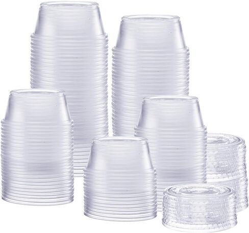 GUSTO [2 oz. - 200 Count Clear Disposable Plastic Portion Cups with Lids - Soufflé Cups, Jello Shot Cups With Lids, Clear Plastic Containers Perfect for salad Dressing and More in Saudi Arabia