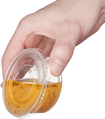 GUSTO [2 oz. - 200 Count Clear Disposable Plastic Portion Cups with Lids - Soufflé Cups, Jello Shot Cups With Lids, Clear Plastic Containers Perfect for salad Dressing and More in Saudi Arabia