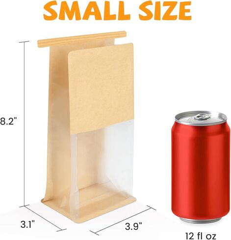 50 حزمة صغيرة أكياس مخبز مع نافذة ، 3.9x3.1x8.2 بوصة TIN TIB Tab Lock Cookie Capaging Bage Paper Acags for Granola محلية الصنع ، الفشار ، الحلوى ، الأشياء الجيدة in Kuwait