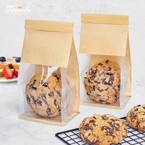50 حزمة صغيرة أكياس مخبز مع نافذة ، 3.9x3.1x8.2 بوصة TIN TIB Tab Lock Cookie Capaging Bage Paper Acags for Granola محلية الصنع ، الفشار ، الحلوى ، الأشياء الجيدة in Kuwait