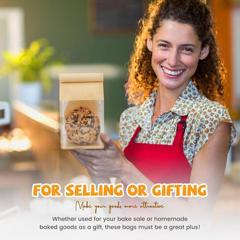 50 حزمة صغيرة أكياس مخبز مع نافذة ، 3.9x3.1x8.2 بوصة TIN TIB Tab Lock Cookie Capaging Bage Paper Acags for Granola محلية الصنع ، الفشار ، الحلوى ، الأشياء الجيدة in Kuwait