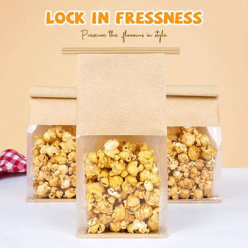 50 حزمة صغيرة أكياس مخبز مع نافذة ، 3.9x3.1x8.2 بوصة TIN TIB Tab Lock Cookie Capaging Bage Paper Acags for Granola محلية الصنع ، الفشار ، الحلوى ، الأشياء الجيدة in Kuwait