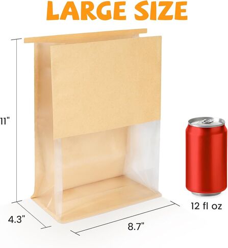 50 حزمة صغيرة أكياس مخبز مع نافذة ، 3.9x3.1x8.2 بوصة TIN TIB Tab Lock Cookie Capaging Bage Paper Acags for Granola محلية الصنع ، الفشار ، الحلوى ، الأشياء الجيدة in Kuwait