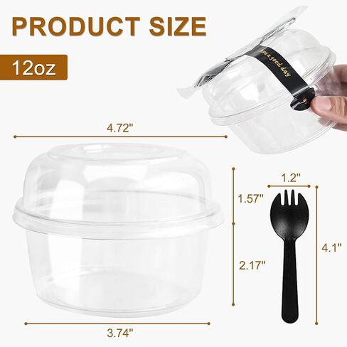 8oz Plastic Containers With Lids And Spoons 50 Pack, Dessert Cups With Lids,Small Disposable Snack Bowls For Ice Cream Cake Fruit Parfait Pudding And Jello Shot (8oz) in Kuwait