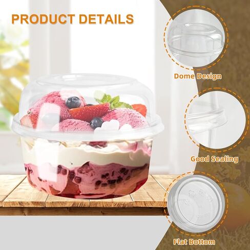 8oz Plastic Containers With Lids And Spoons 50 Pack, Dessert Cups With Lids,Small Disposable Snack Bowls For Ice Cream Cake Fruit Parfait Pudding And Jello Shot (8oz) in Kuwait