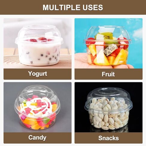8oz Plastic Containers With Lids And Spoons 50 Pack, Dessert Cups With Lids,Small Disposable Snack Bowls For Ice Cream Cake Fruit Parfait Pudding And Jello Shot (8oz) in Kuwait