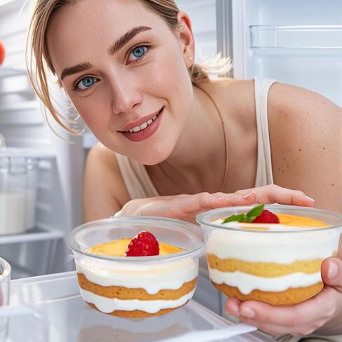 8oz Plastic Containers With Lids And Spoons 50 Pack, Dessert Cups With Lids,Small Disposable Snack Bowls For Ice Cream Cake Fruit Parfait Pudding And Jello Shot (8oz) in Kuwait