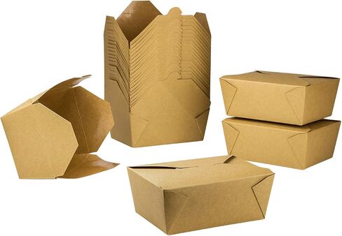 Karat Paper to Go Boxes [76 oz - 200 ct] Leak-Resistant, Microwavable, Heavy-Duty Take Out Boxes | Grease Resistant & Stackable, Black in Kuwait