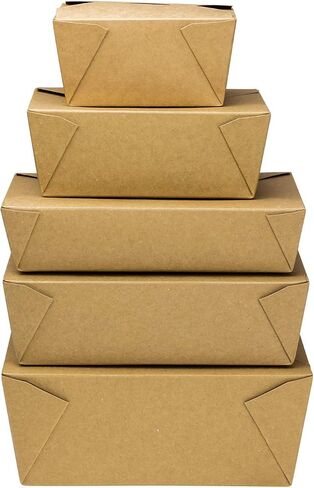 Karat Paper to Go Boxes [76 oz - 200 ct] Leak-Resistant, Microwavable, Heavy-Duty Take Out Boxes | Grease Resistant & Stackable, Black in Kuwait