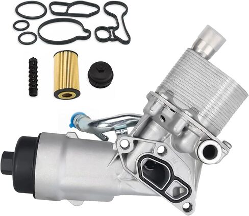 Engine Oil Cooler Filter Housing Assembly Adapter with Gasket, Filter Insert, Cap for Chevrolet Cruze Sonic Malibu Aveo, for Buick Cascada, for Pontiac G3, for Saturn Astra 1.6L 18L 25199751 918-432 in Saudi Arabia