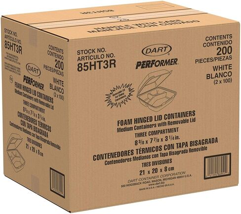 DART 85HT3R MED PERISED 3 COMP FOAM CONTERER ، 8.5 بوصة (حالة 200) ، النسخة الأصلية ، الأبيض in Saudi Arabia
