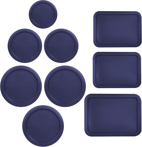 Replacement Lids for Pyrex Glass Food Storage Containers Rectangular (1) 1-Cup (2) 2-Cup (2) 4-Cup (1) 7-Cup (2) 3-Cup (1) 6-Cup Round Rectangle (Blue) in Kuwait