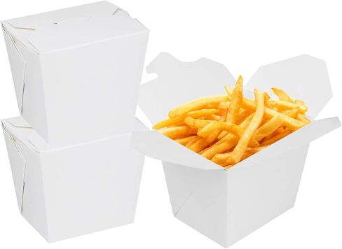 400 Pack 16oz Disposable Paper Take out Containers Paper Food Pail, Chinese Food Boxes for Picnic, Restaurants, Theme Party Favors Decorations and Pail Party Favor-White in Saudi Arabia