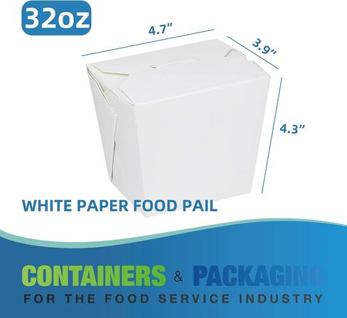 400 Pack 16oz Disposable Paper Take out Containers Paper Food Pail, Chinese Food Boxes for Picnic, Restaurants, Theme Party Favors Decorations and Pail Party Favor-White in Kuwait