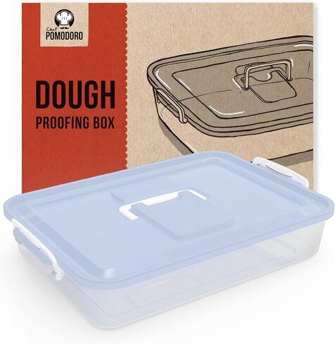 Chef Pomodoro Pizza Dough Proofing Box, 14 x 11-Inch, Preparation Container with Lid, Fits 4-6 Proofing Balls, Household Pizza and Bread Dough Tray With Convenient Carry Handle (Blue) in Kuwait