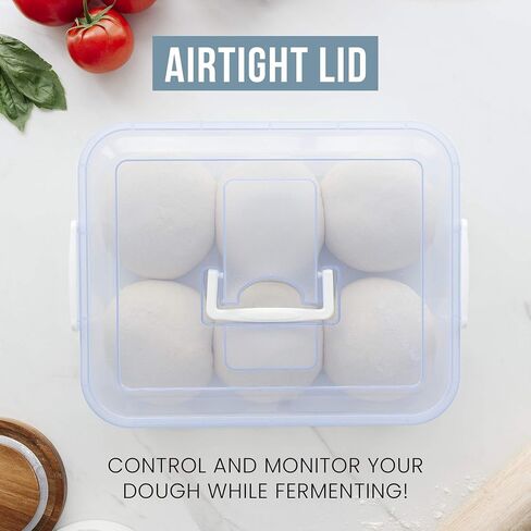 Chef Pomodoro Pizza Dough Proofing Box, 14 x 11-Inch, Preparation Container with Lid, Fits 4-6 Proofing Balls, Household Pizza and Bread Dough Tray With Convenient Carry Handle (Blue) in Kuwait
