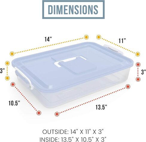 Chef Pomodoro Pizza Dough Proofing Box, 14 x 11-Inch, Preparation Container with Lid, Fits 4-6 Proofing Balls, Household Pizza and Bread Dough Tray With Convenient Carry Handle (Blue) in Kuwait