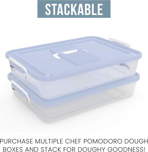 Chef Pomodoro Pizza Dough Proofing Box, 14 x 11-Inch, Preparation Container with Lid, Fits 4-6 Proofing Balls, Household Pizza and Bread Dough Tray With Convenient Carry Handle (Blue) in Kuwait