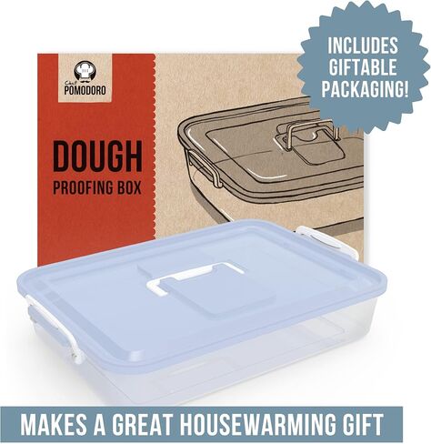 Chef Pomodoro Pizza Dough Proofing Box, 14 x 11-Inch, Preparation Container with Lid, Fits 4-6 Proofing Balls, Household Pizza and Bread Dough Tray With Convenient Carry Handle (Blue) in Kuwait