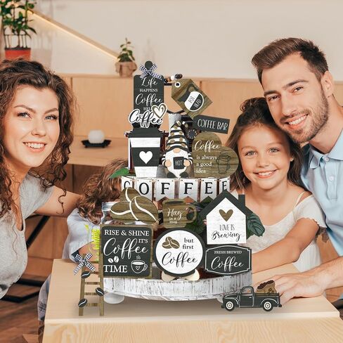 Yaomiao 21 Pcs Farmhouse Tiered Tray Decor Set Rustic Farmhouse Wood Sign Decor Items Vintage Rustic Family Gather Blessed Tiered Tray This is Our Happy Place Sign for Home Kitchen Table Shelf in Kuwait