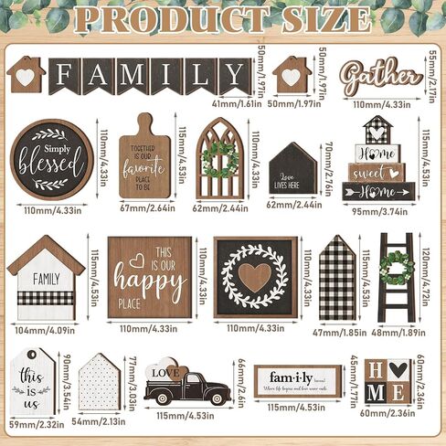 Yaomiao 21 Pcs Farmhouse Tiered Tray Decor Set Rustic Farmhouse Wood Sign Decor Items Vintage Rustic Family Gather Blessed Tiered Tray This is Our Happy Place Sign for Home Kitchen Table Shelf in Kuwait