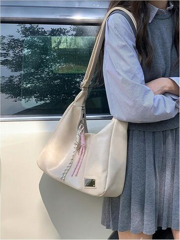 Floerns Women's Soft PU Leather Crossbody Bag Vintage Slouchy Hobo Bag with Zipper in Saudi Arabia