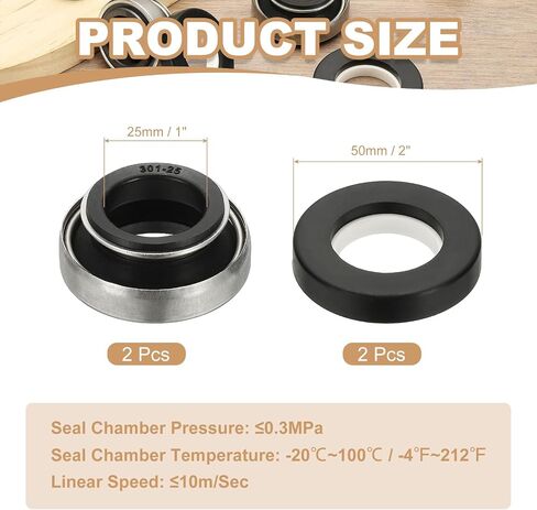 PATIKIL Mechanical Seal Kit, 2 Pcs 25mm / 1 Inch Gas Water Pump Replace Mechanical Shaft Seal Replacements Kit in Saudi Arabia