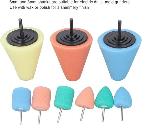 Kimiss 9pcs تلميع كرات الإسفنج المخروطية لرعاية محور عجلة السيارات - أداة تلميع المعادن متعددة الاستخدامات للتدريبات والمطاحن - مثالية للمساحات الضيقة والتصاميم المعقدة in Saudi Arabia