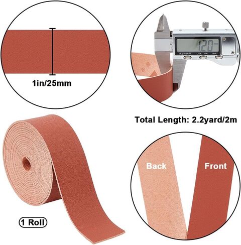GORGECRAFT 1.5 Inches Wide Grain Leather Straps 78 Inches Long Single Sided PU Leather Strip 1.2mm Thick Flat Leather Cord Threads for DIY Crafts Belt Jewelry Making Tooling Workshop, Coconut Brown in Kuwait