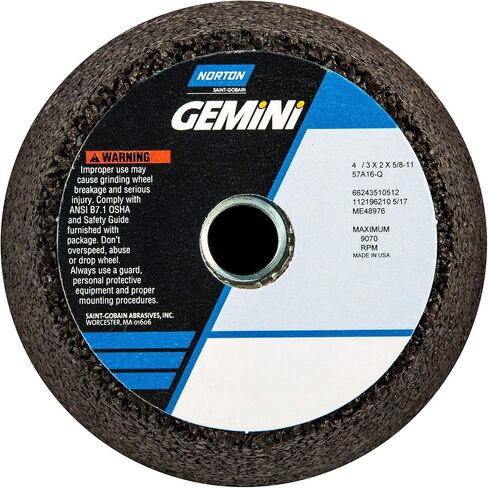 Norton Gemini المحمولة العجلة الكاشطة ، النوع 11 كوب اشتعل ، 5/8 "-11 قطر الثقب ، أكسيد الألومنيوم ، قطره 4/3" × 2 "، الحصى 16 (حزمة 1) in Kuwait