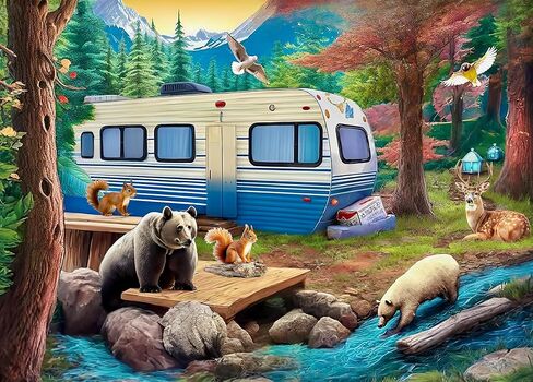 500 Piece Puzzles for Adults - Difficult Jigsaw Puzzles for Adults Challenging - Picnic Kittens and Donuts in Kuwait