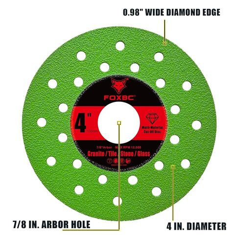 FOXBC 4 inch Diamond Rock Slab Grinding Cut Off Multi-Material Disc for Angle Grinder, for Granite, Marble, Tile, Stone, Glass, 7/8" Arbor - 3 Pack in Saudi Arabia